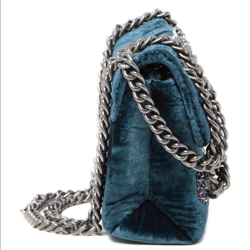 Kurt Geiger London Mini Kensington Embellished Velvet Crossbody Bag - Picture 7 of 8